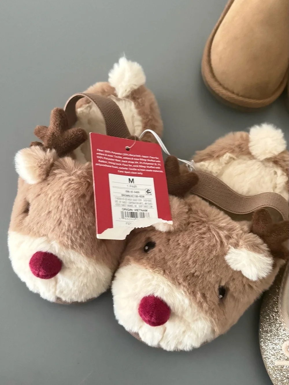 Kids Tan Faux-Shearling Winter Boots ballet flats Christmas slippers bundle